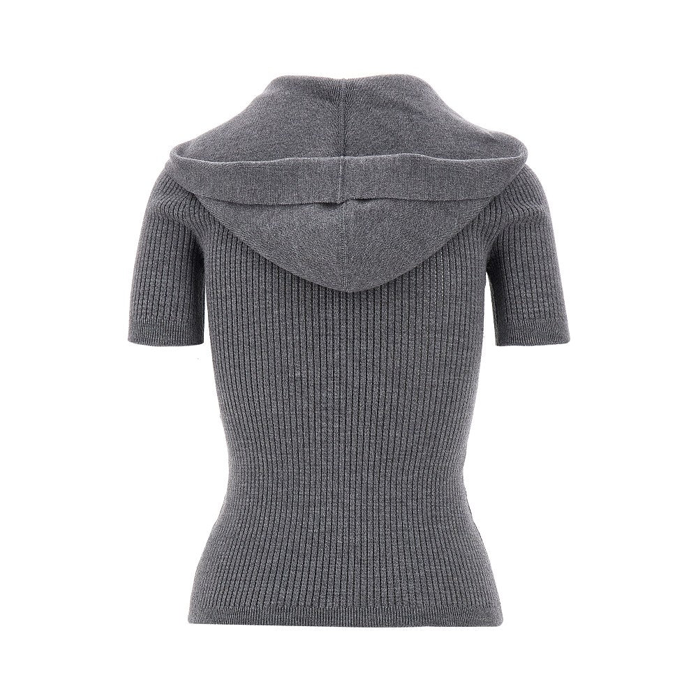 Top in maglia con cappuccio