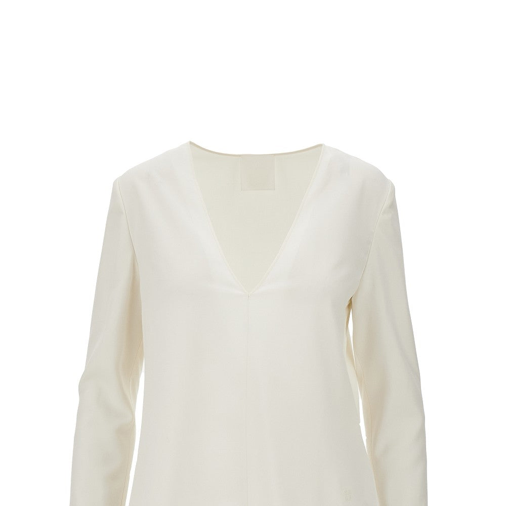 Blusa in seta con polsini annodati