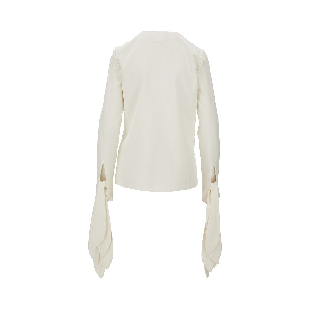 Blusa in seta con polsini annodati