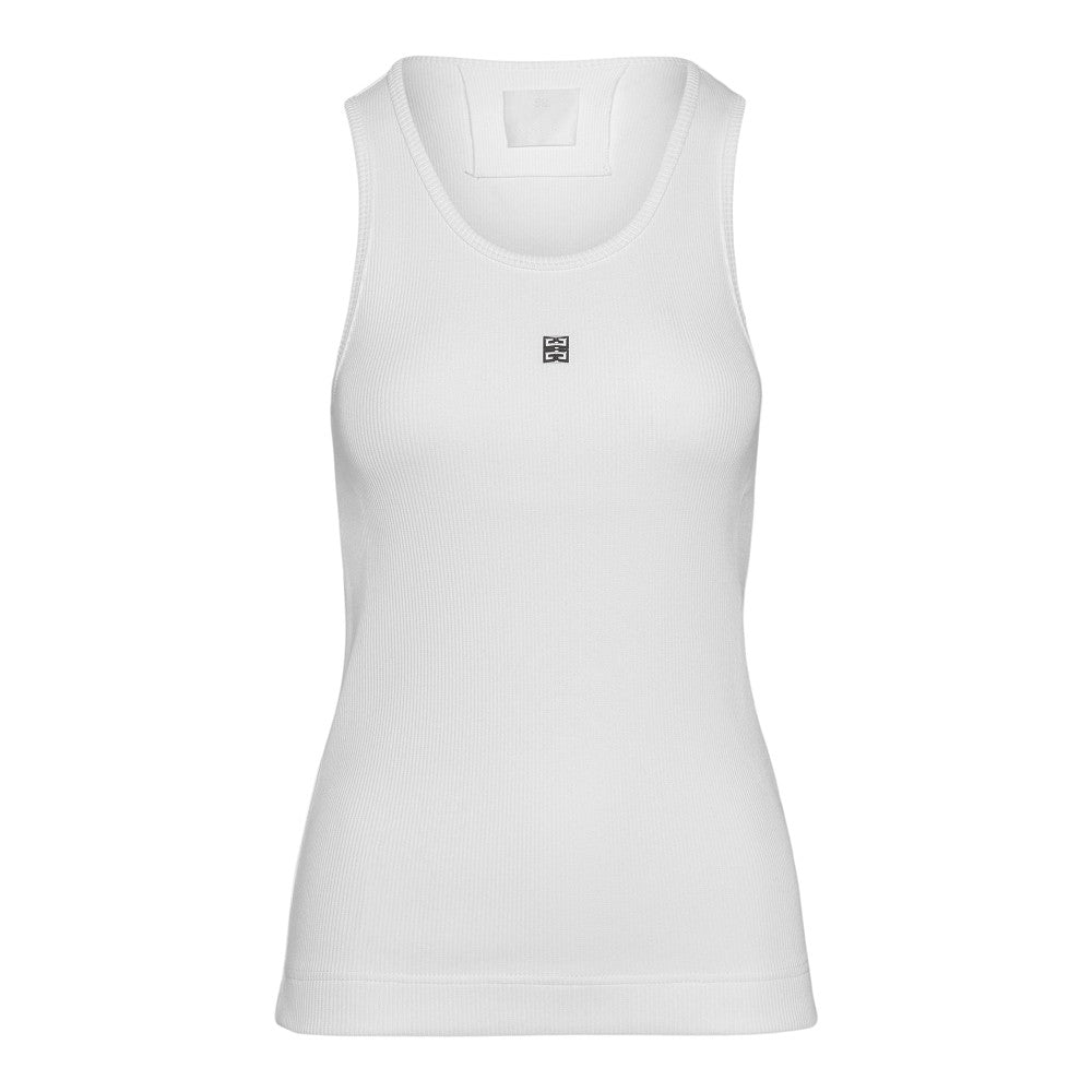 Ribbed tank top with logo detail