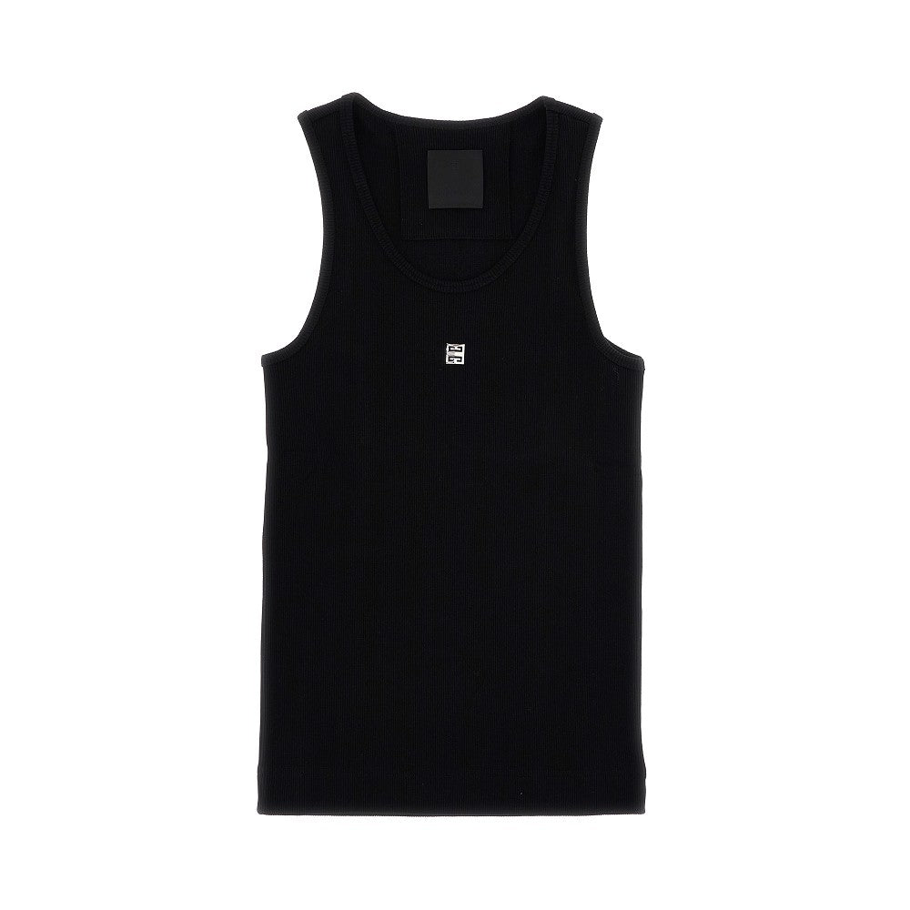 Ribbed tank top with logo detail