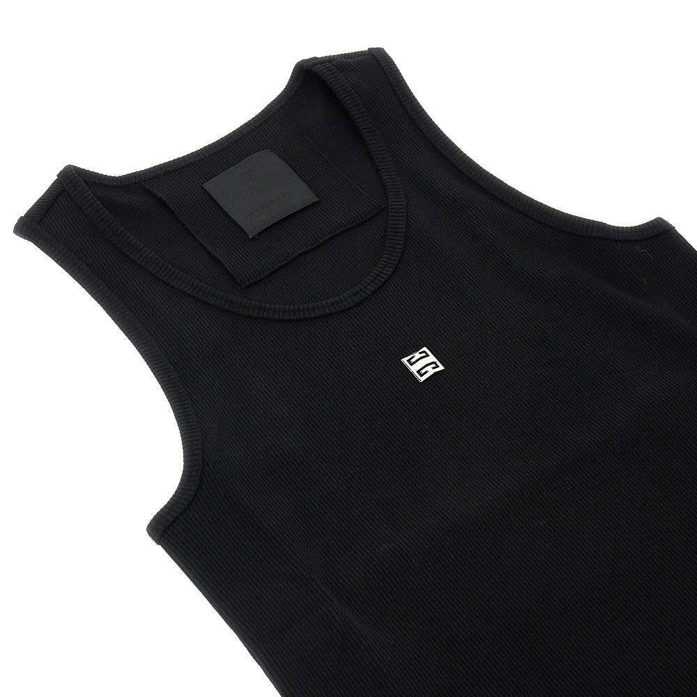 Ribbed tank top with logo detail