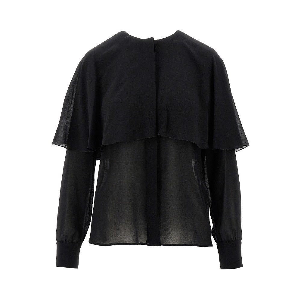 Blusa in georgette di seta con mantella