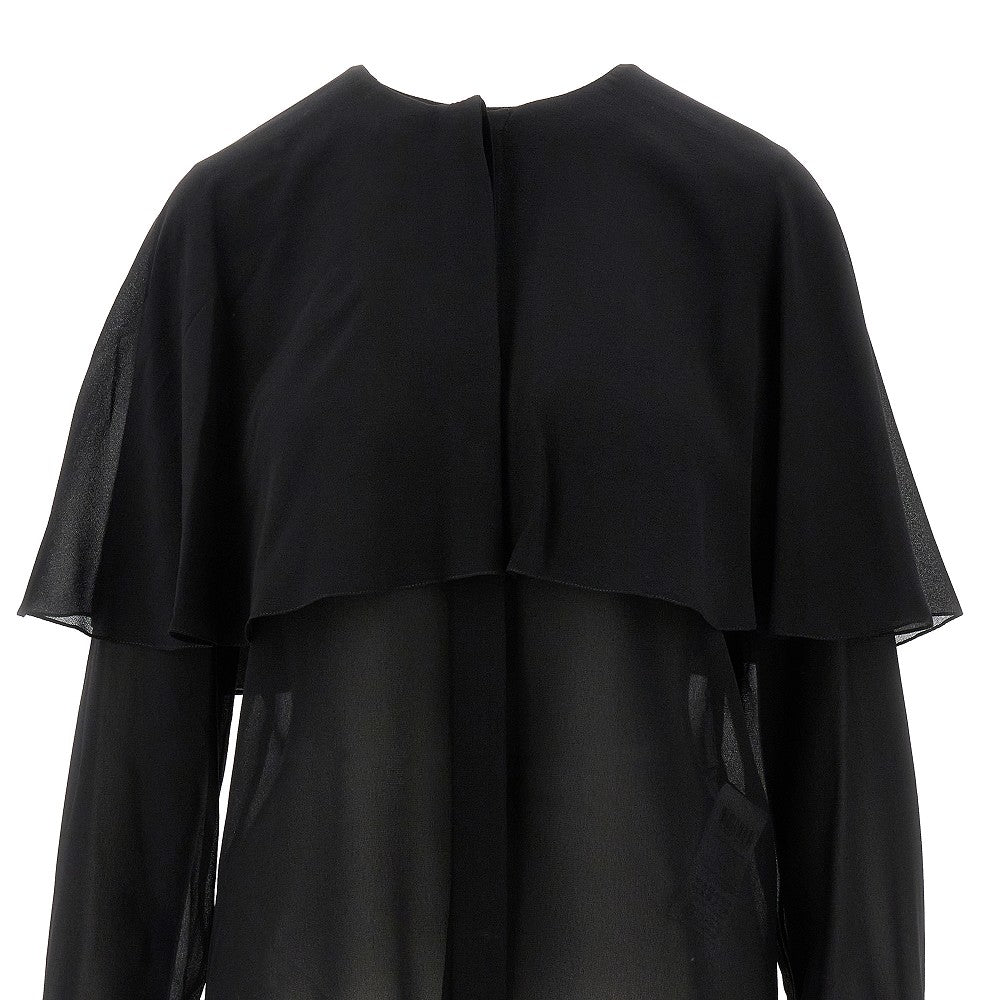 Blusa in georgette di seta con mantella