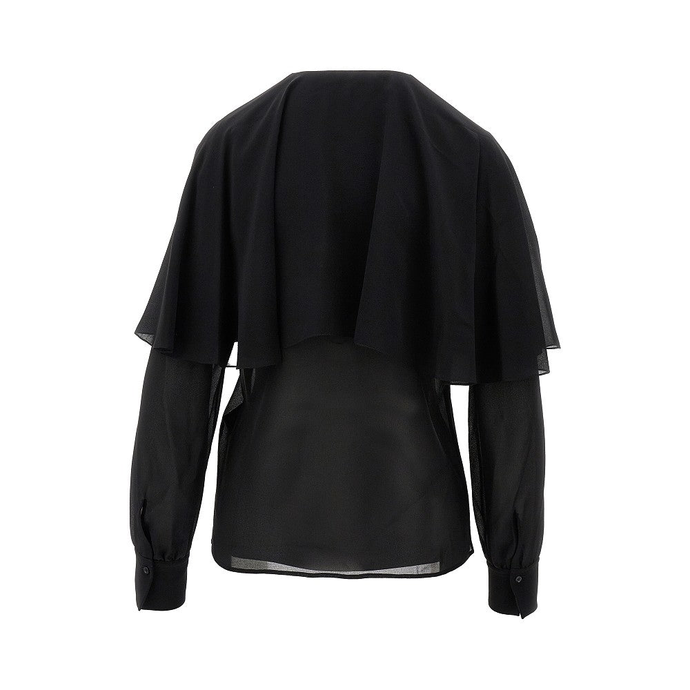 Blusa in georgette di seta con mantella