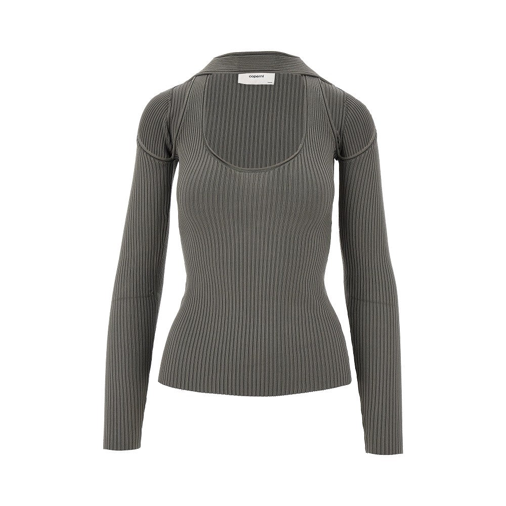 Top in maglia a costine con cut-out