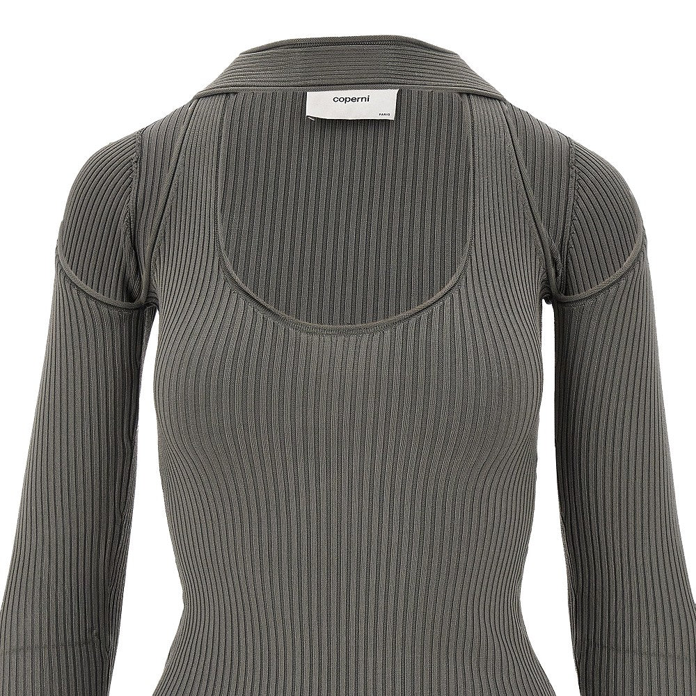 Cut-out ribbed knit top