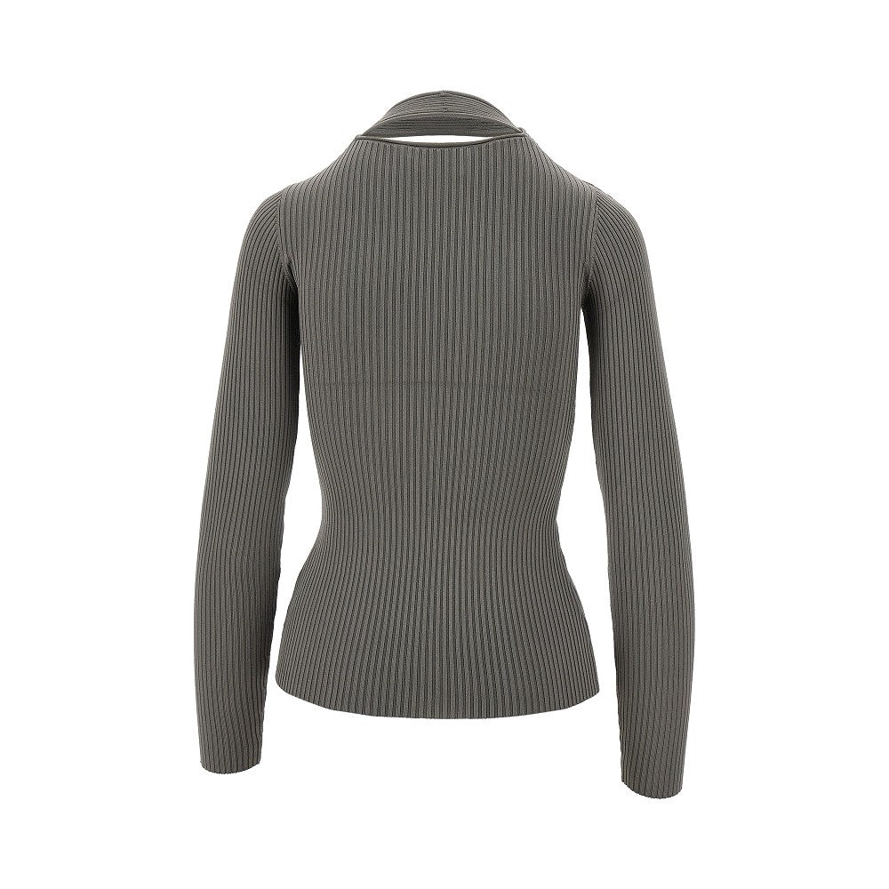 Top in maglia a costine con cut-out