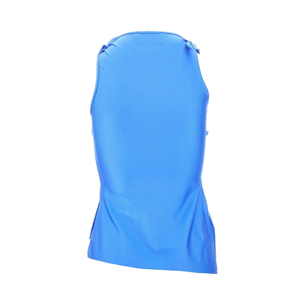 Top asimmetrico con dettagli floreali