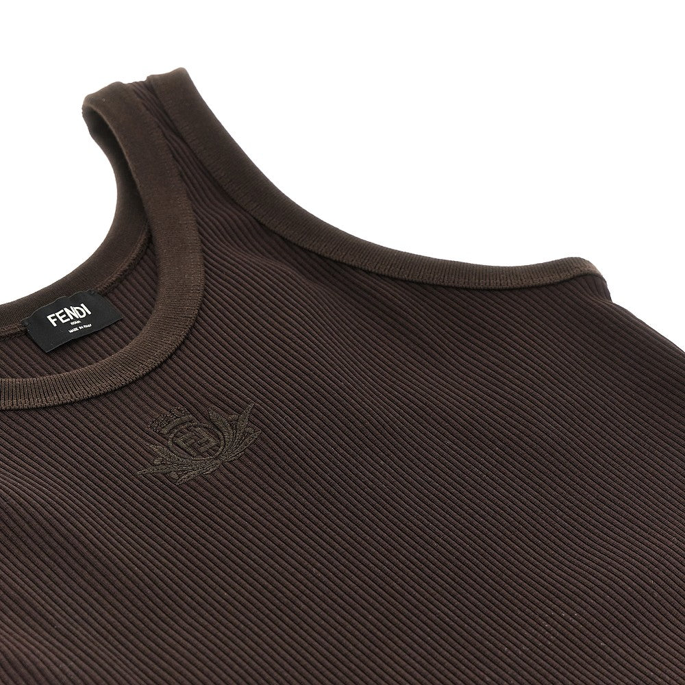 Canotta a costine con ricamo 'Fendi Crest'