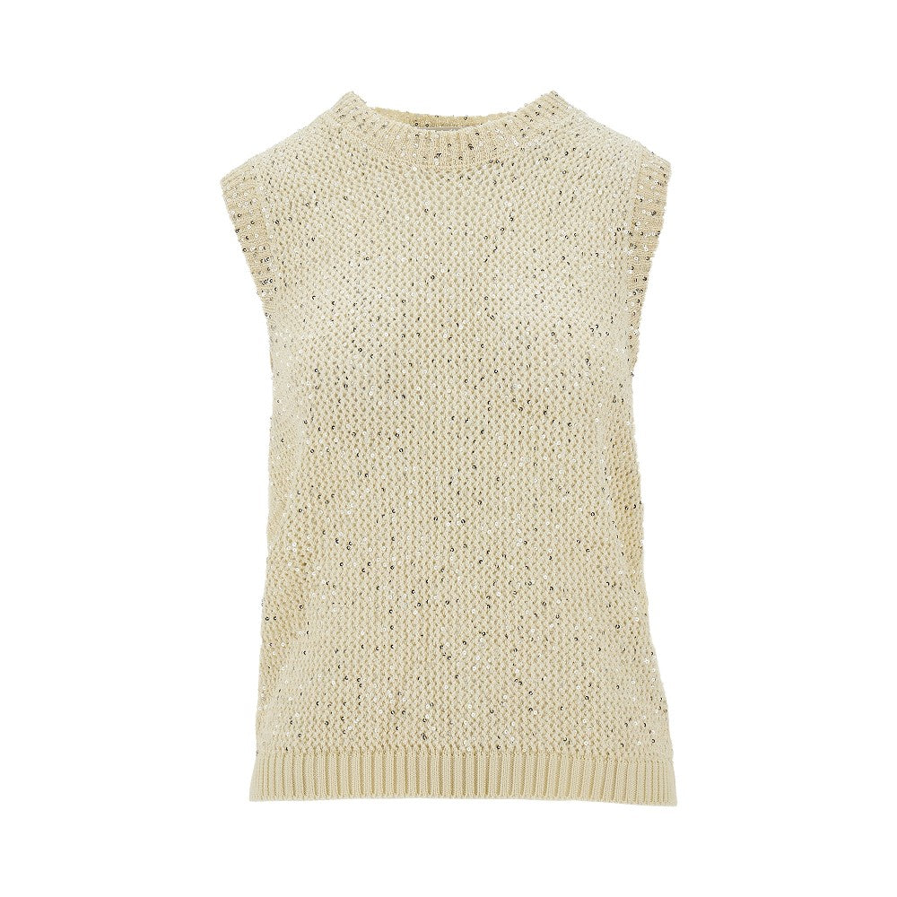 Canotta in maglia con paillettes