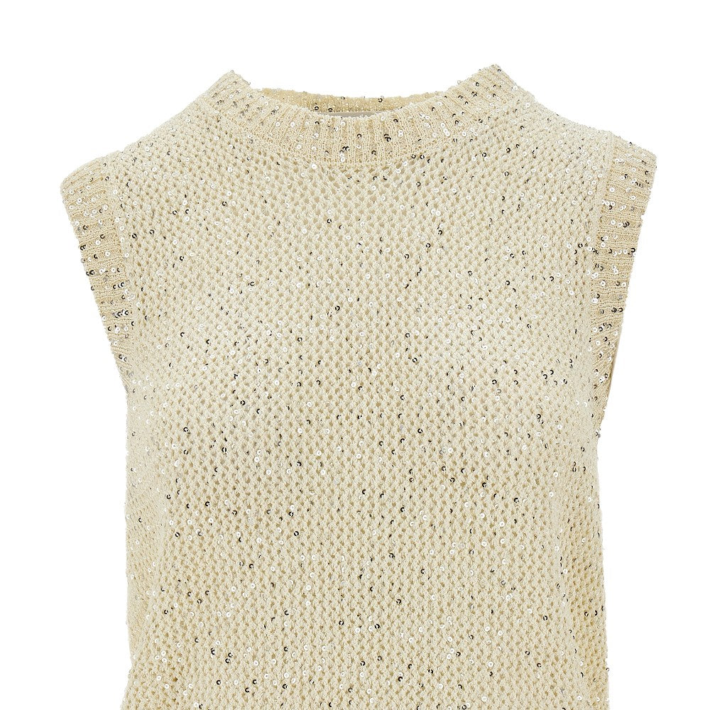 Canotta in maglia con paillettes