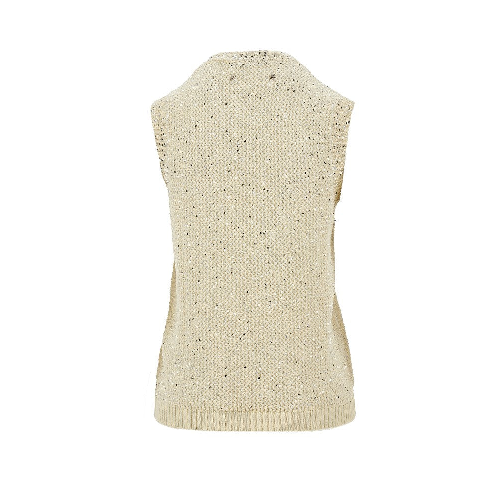 Canotta in maglia con paillettes