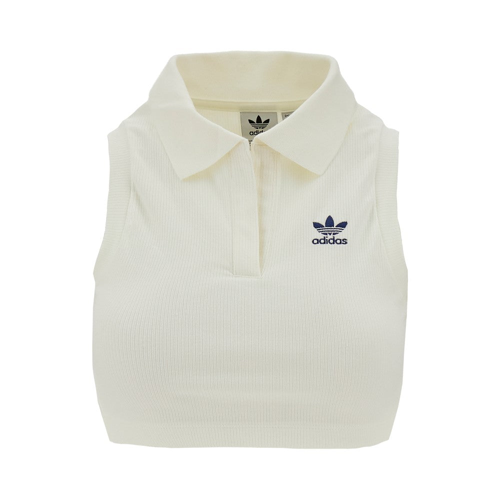 Sleeveless cropped polo shirt