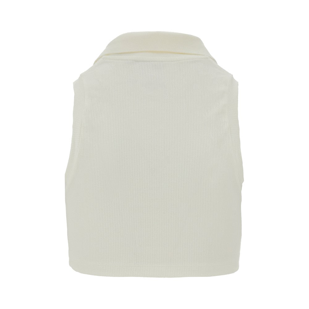 Sleeveless cropped polo shirt
