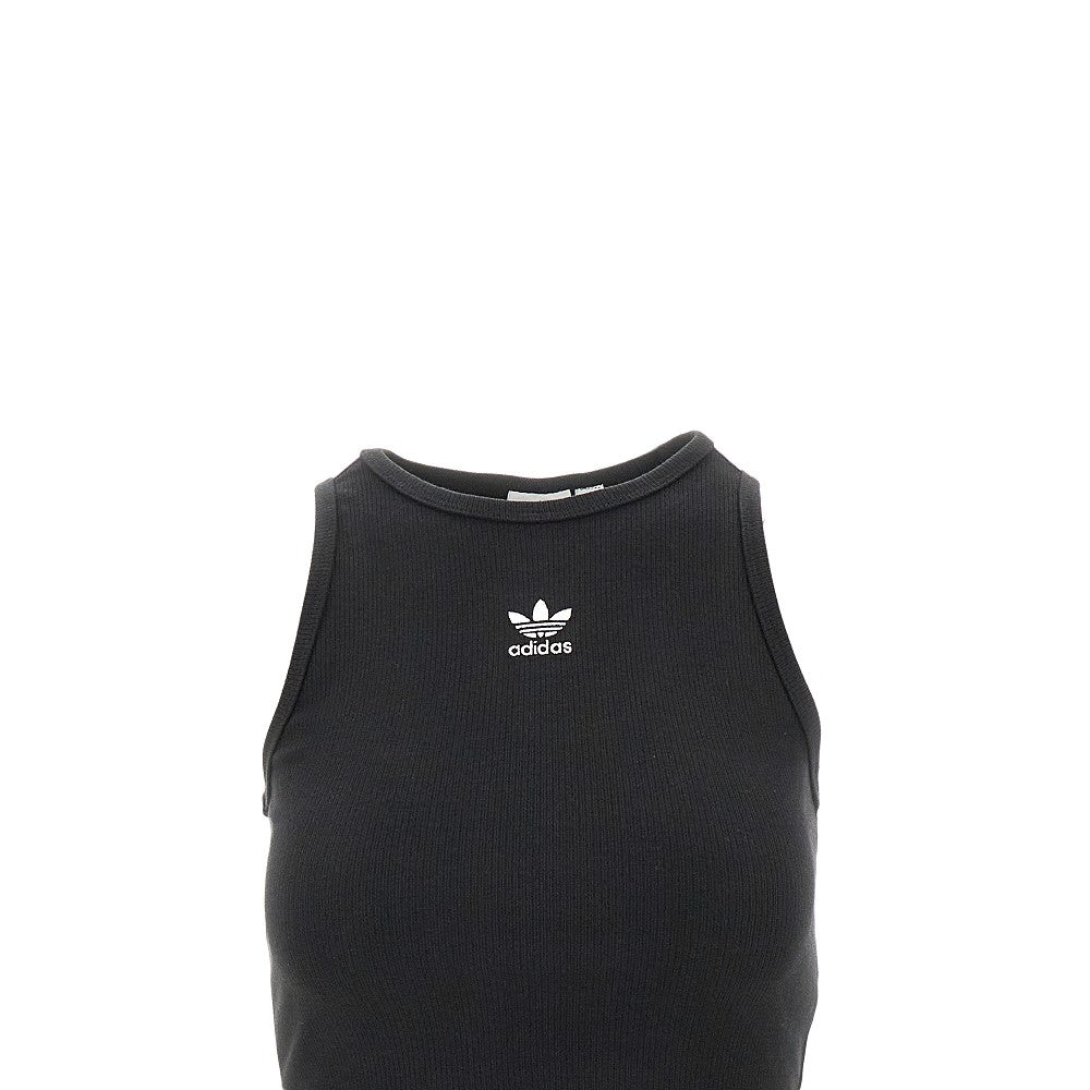 Ribbed jersey top with logo embroidery