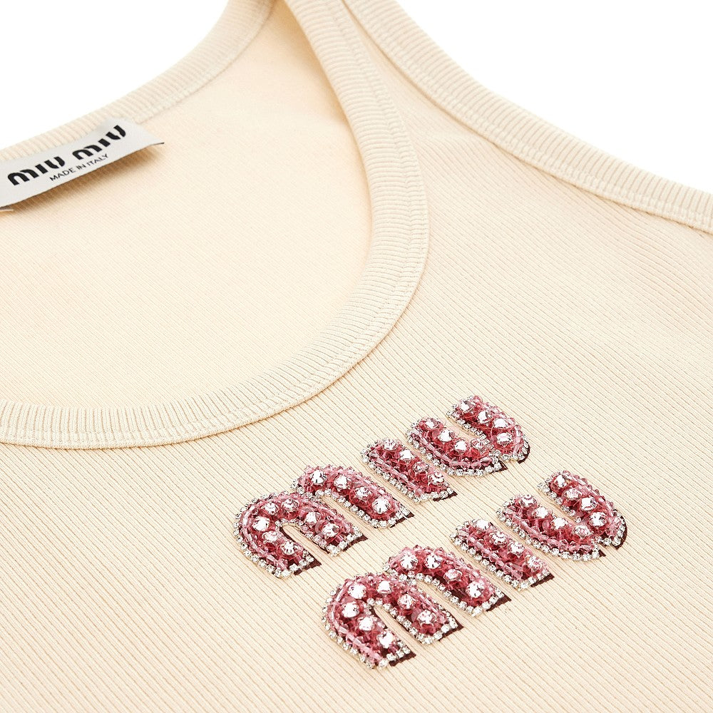 Canotta con logo strass