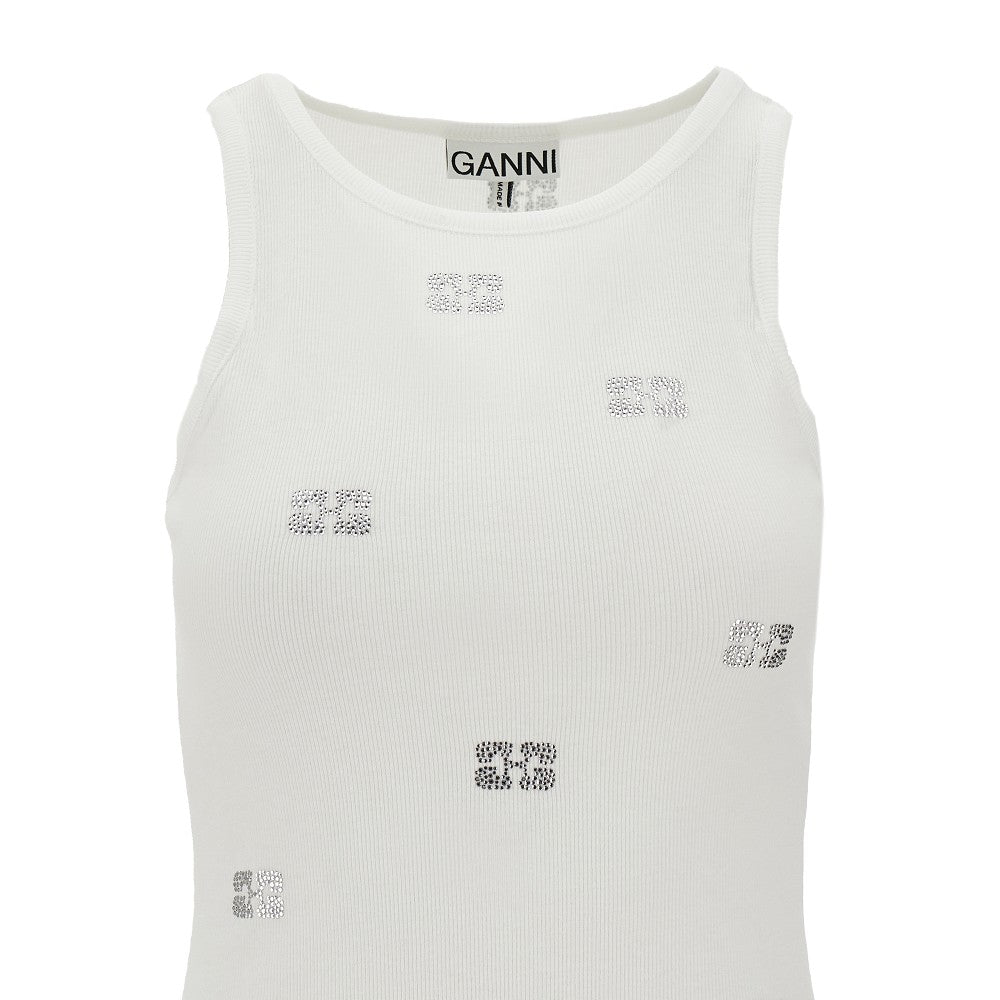 Rhinestones Butterfly tank top