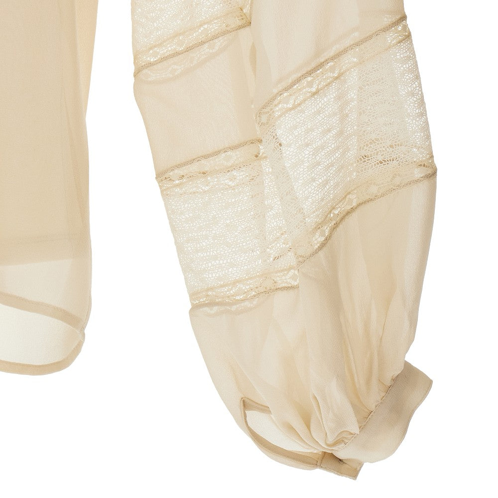 Blusa in chiffon con inserti in pizzo