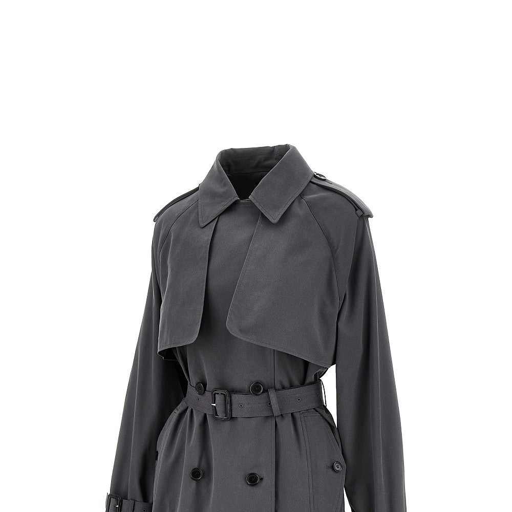 Trench lungo in gabardine con cintura