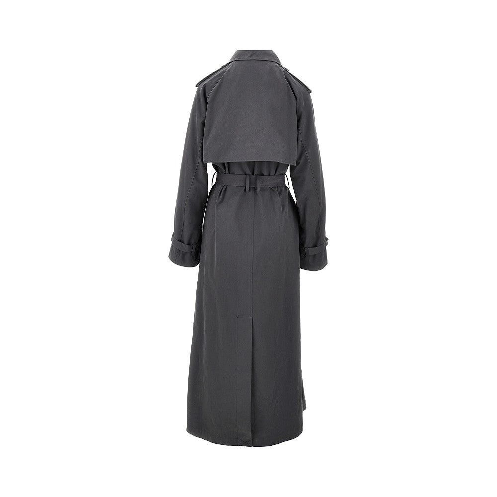 Trench lungo in gabardine con cintura