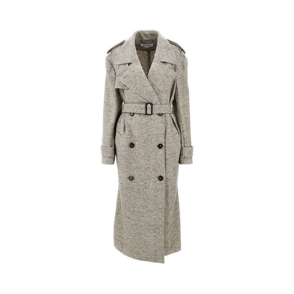 Trench spigato in lana e seta