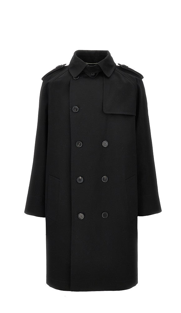 Trench doppiopetto in gabardine di cotone