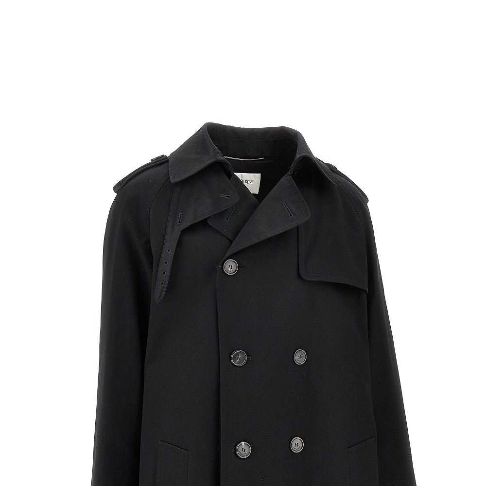 Trench doppiopetto in gabardine di cotone