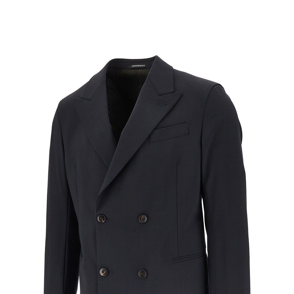 Stretch wool double-breasted suit