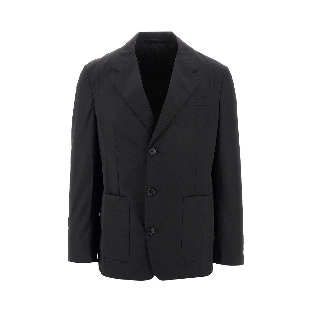 Wool-blend single-breasted jacket
