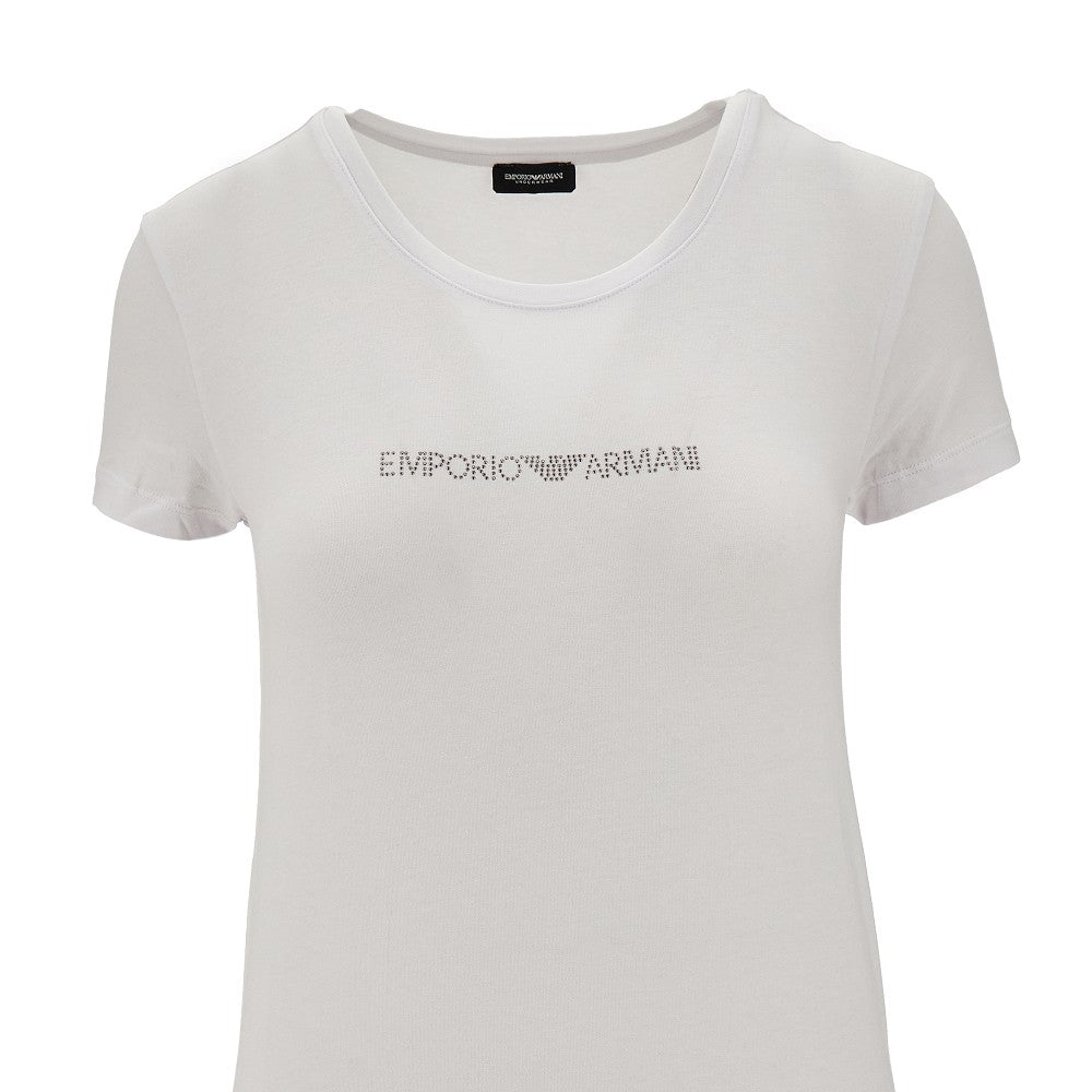 T-shirt in cotone organico con logo strass