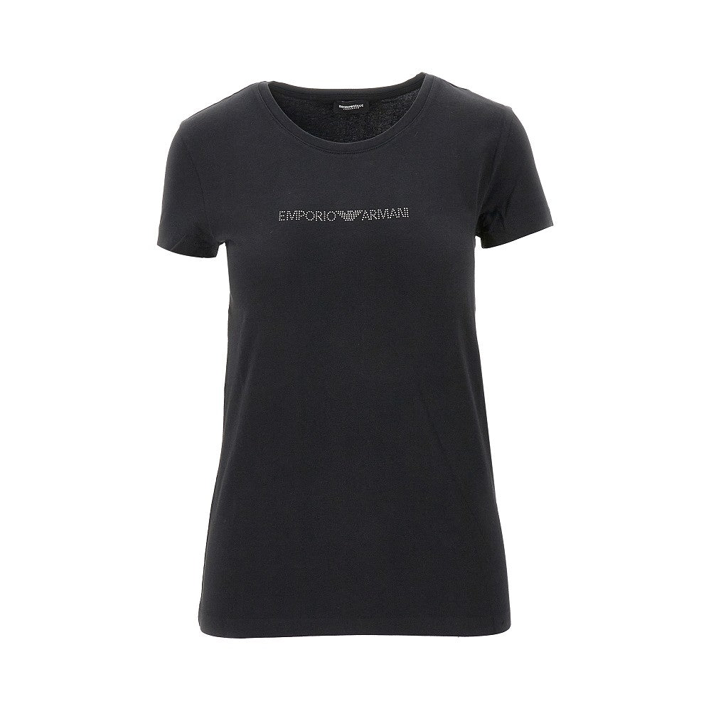 T-shirt in cotone organico con logo strass