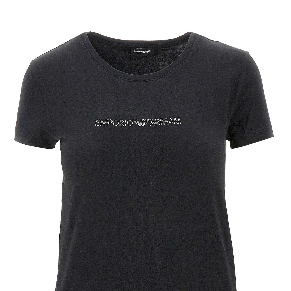 T-shirt in cotone organico con logo strass