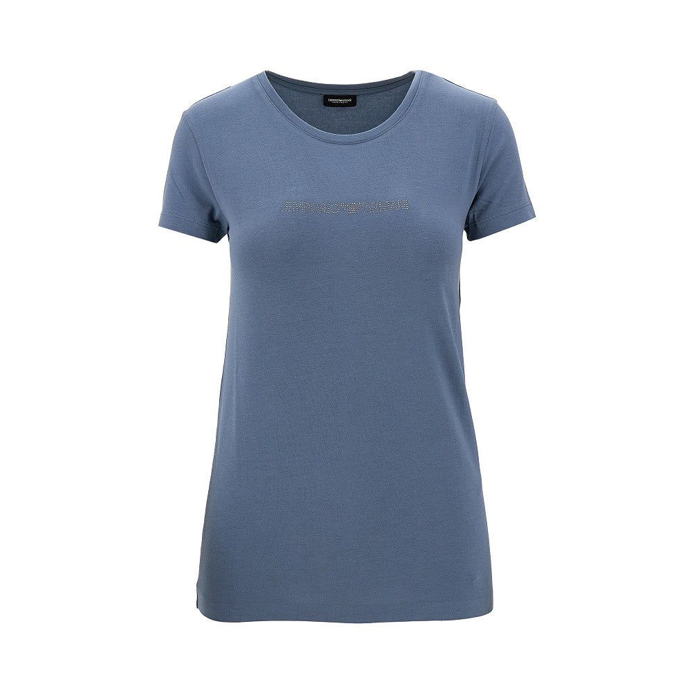 T-shirt in cotone organico con logo strass