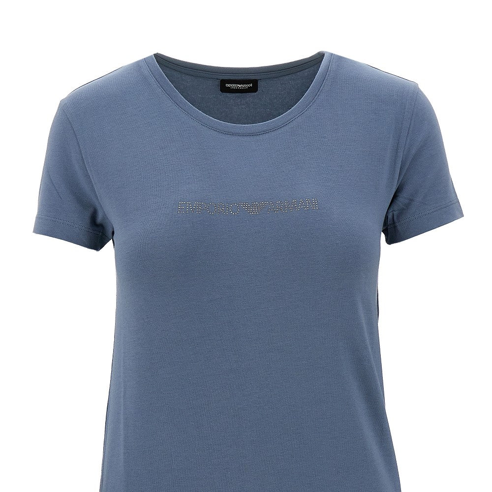 T-shirt in cotone organico con logo strass