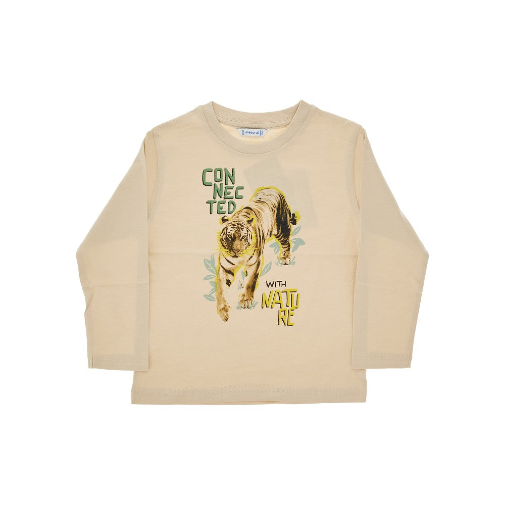 T-shirt a manica lunga con stampa tigre