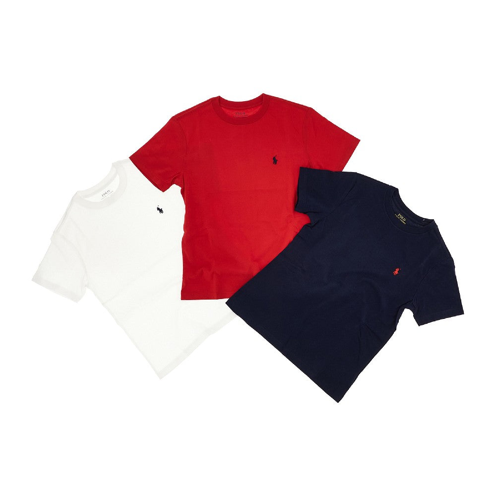 Tri-pack T-shirt in cotone con logo ricamato
