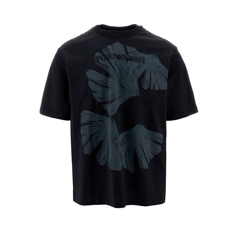 Embroidered and printed cotton T-shirt