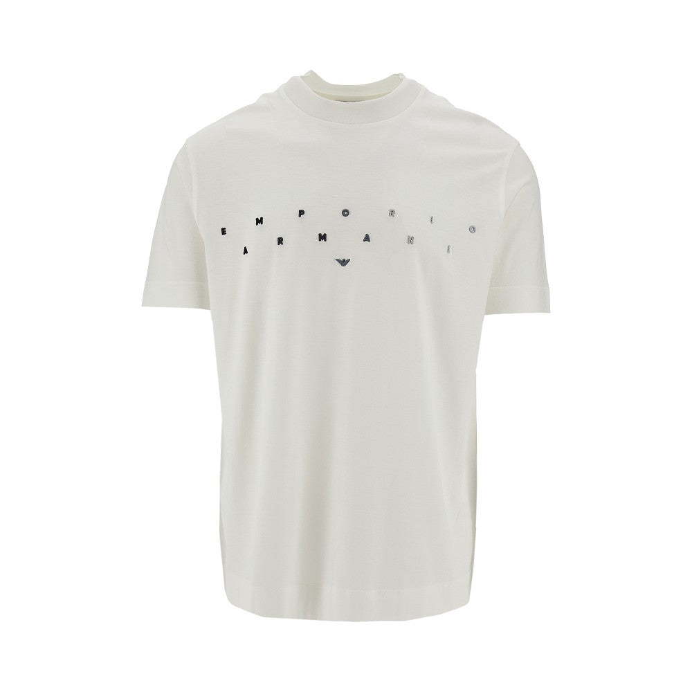 T-shirt in misto lyocell con logo ricamato