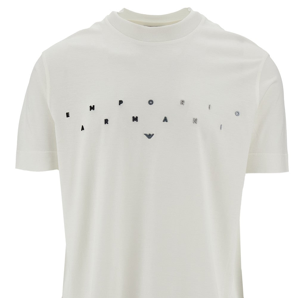 T-shirt in misto lyocell con logo ricamato