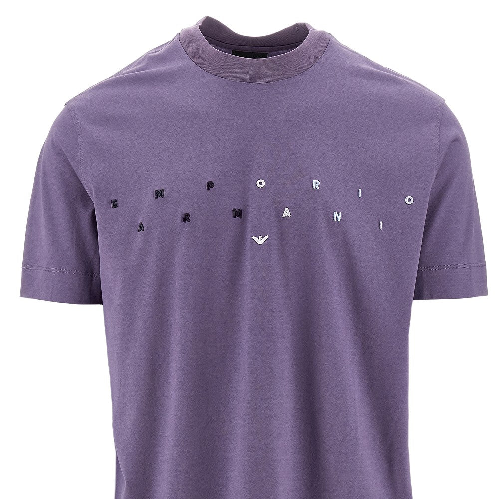 T-shirt in misto lyocell con logo ricamato
