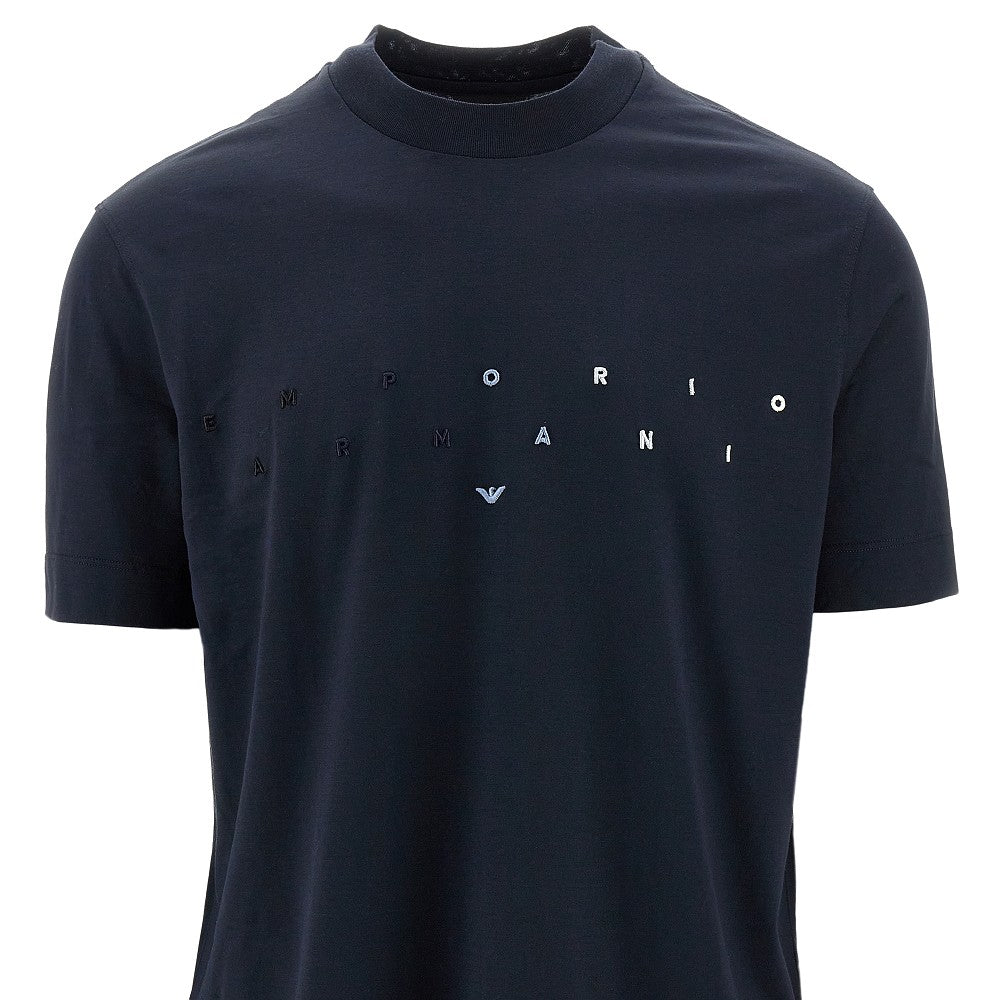 T-shirt in misto lyocell con logo ricamato