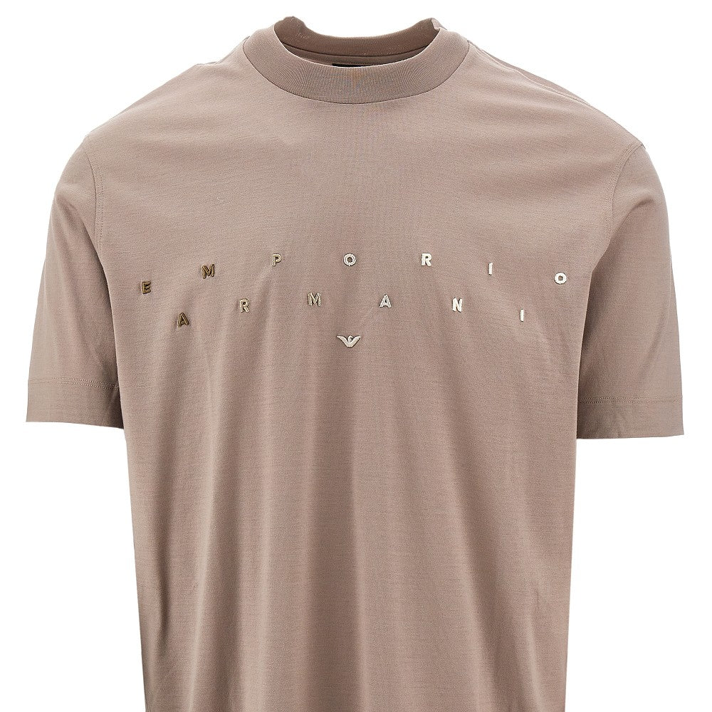 T-shirt in misto lyocell con logo ricamato
