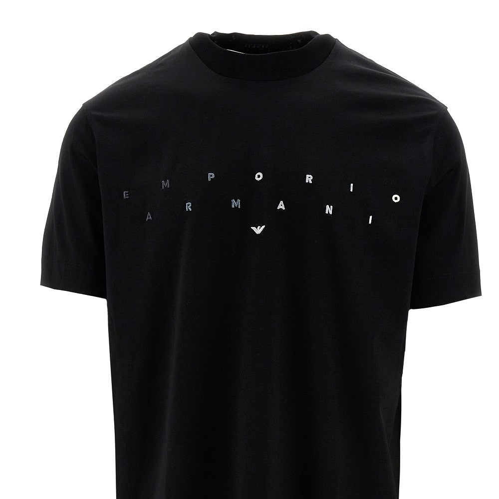 T-shirt in misto lyocell con logo ricamato