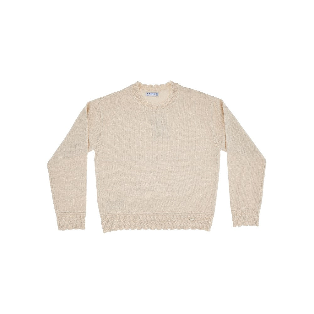 Pullover lurex con bordi smerlati