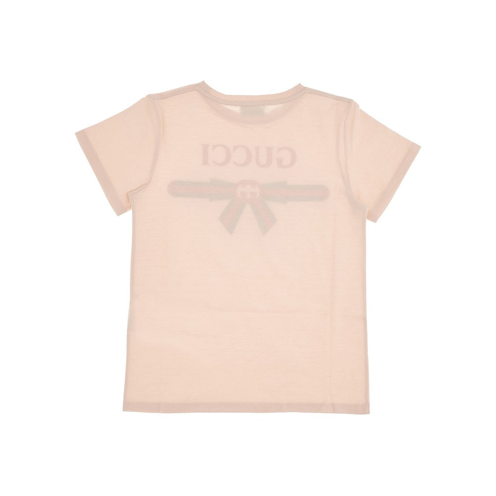 T-shirt con stampa fiocco Web e logo