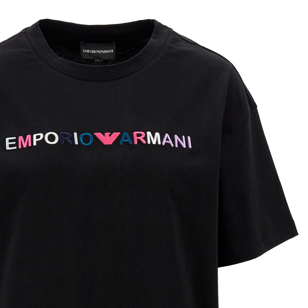 T-shirt in jersey con logo ricamato