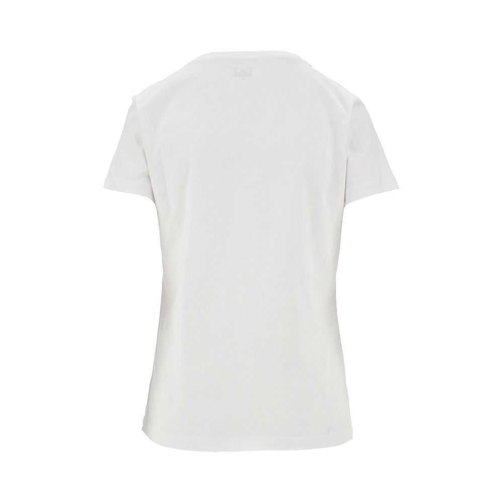 T-shirt in jersey con logo strass