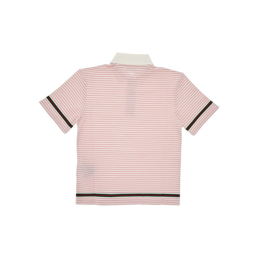 Polo in piquet a righe con logo ricamato