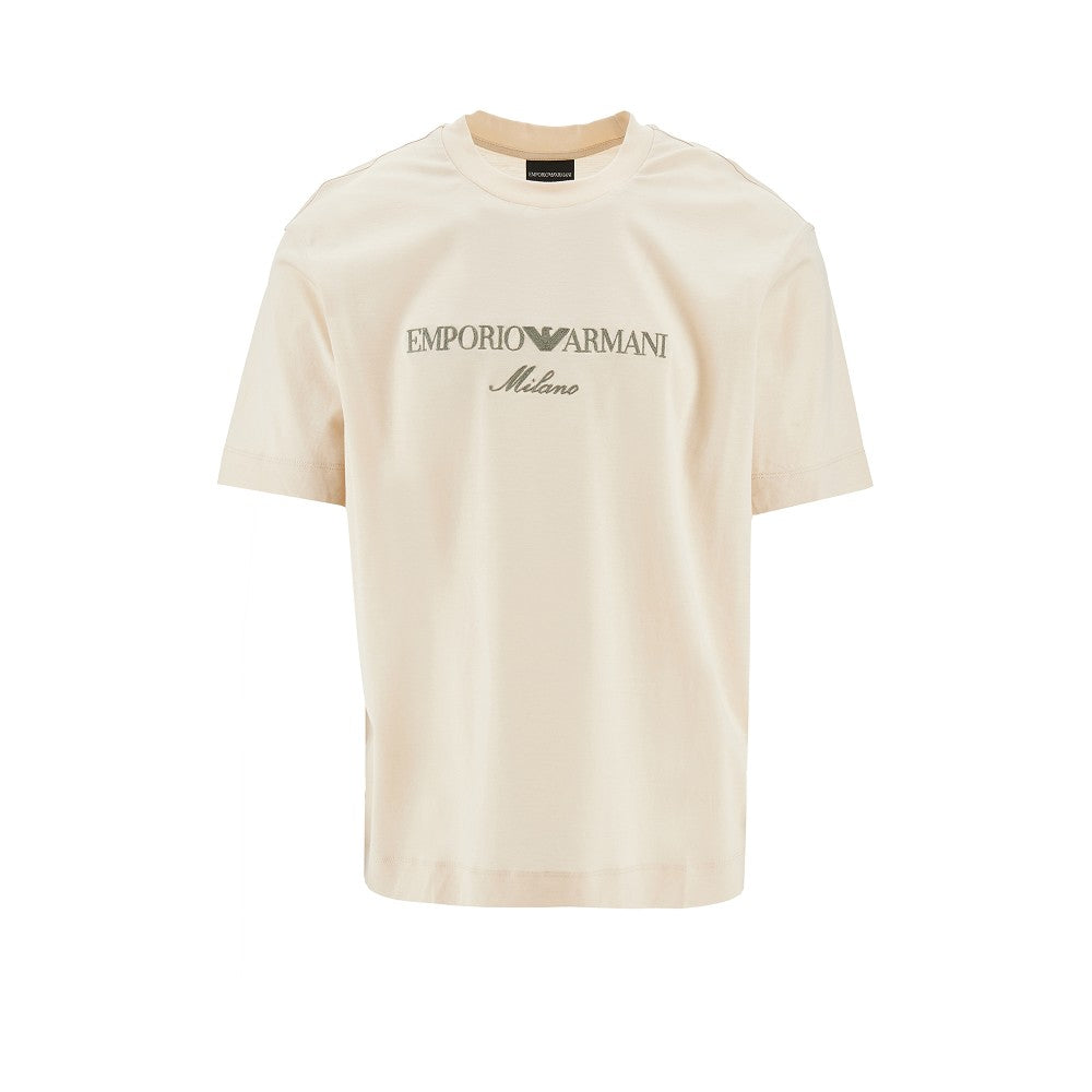 T-shirt in misto lyocell con logo ricamato